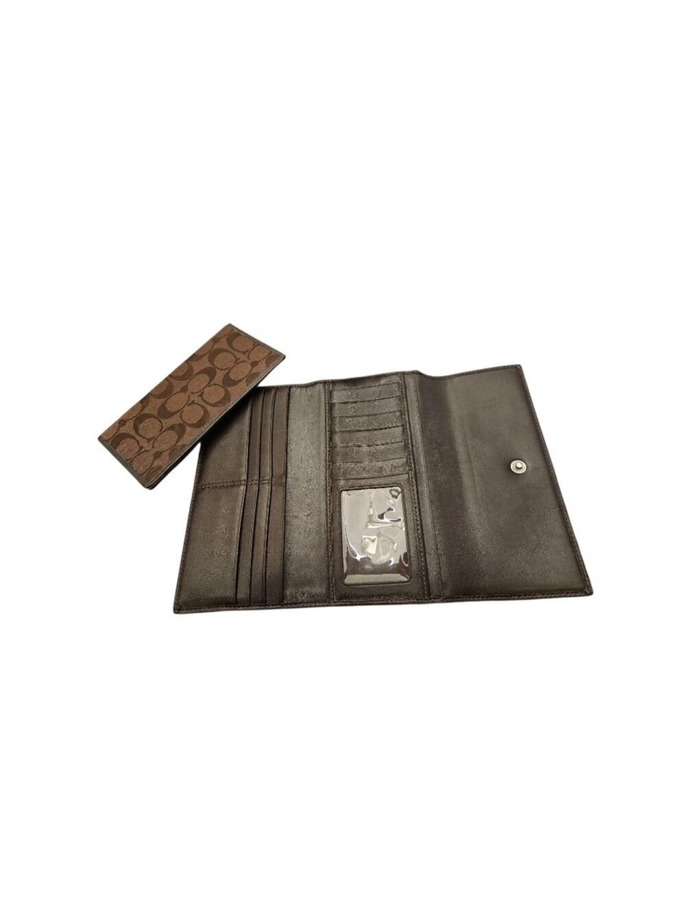 Coach Brown Signature Canvas Wallet One Size - Picture 8 of 14